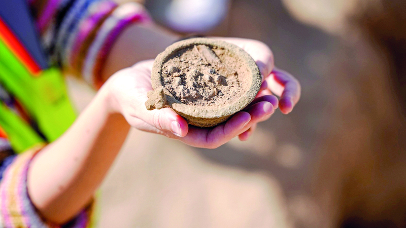 فريق متخصص في دراسة العظام البشرية شارك في عمليات التنقيب. من المصدر