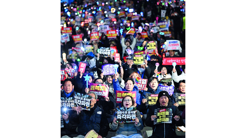 إعلان «يول» حالة الطوارئ بصورة غير دستورية أثار موجة احتجاجات واسعة أطاحت به من الحكم. أرشيفية