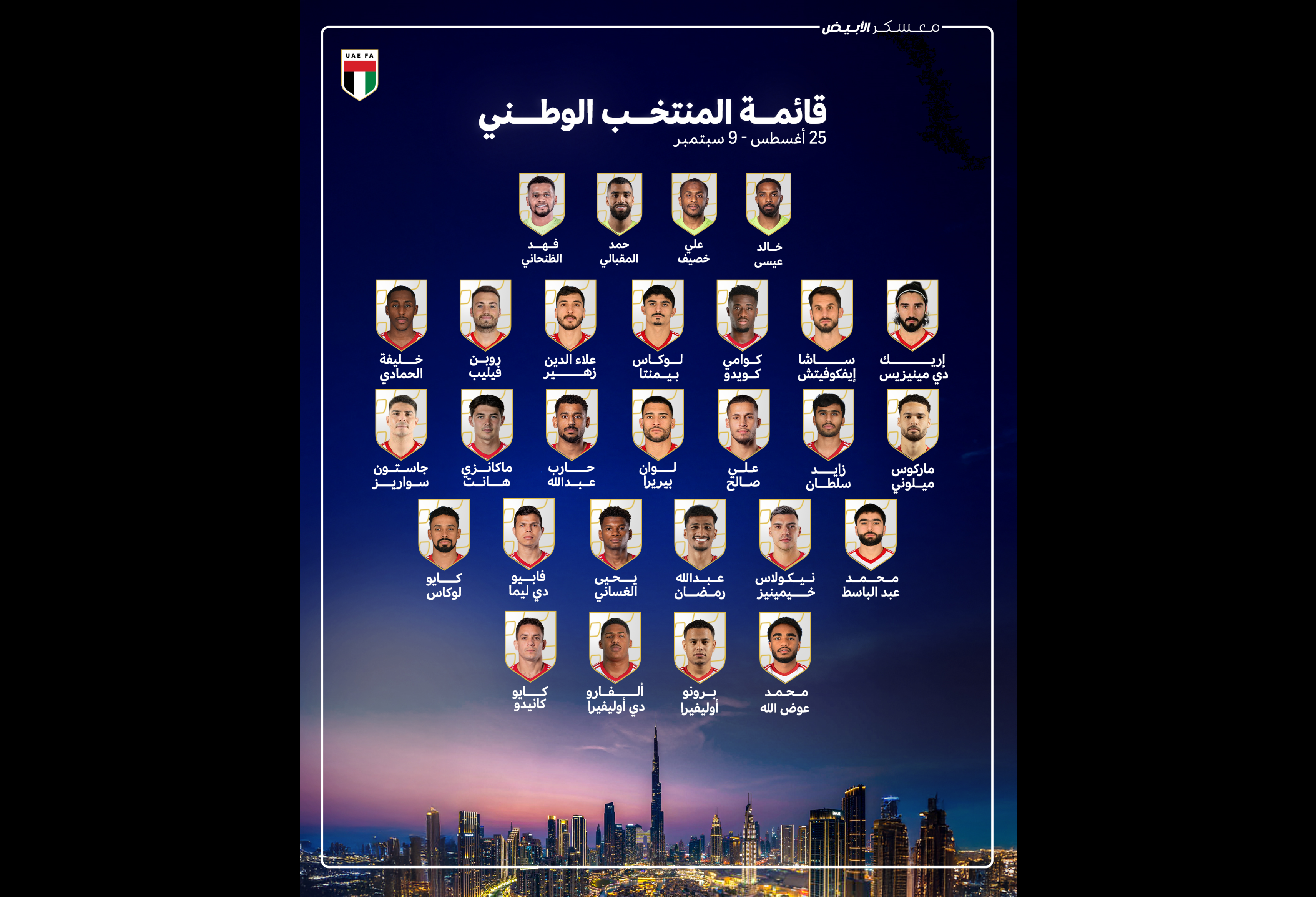 الإعلان عن قائمة المنتخب الإماراتي الجديدة.. وضم محترف الدوري البولندي