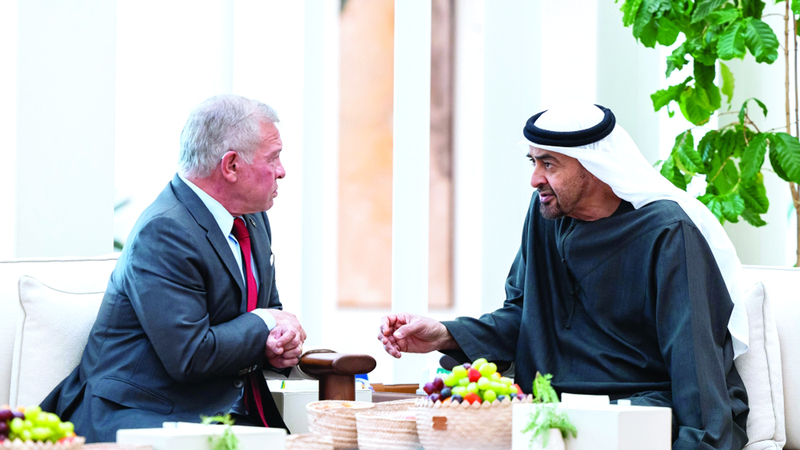 رئيس الدولة وملك الأردن خلال اللقاء. من المصدر