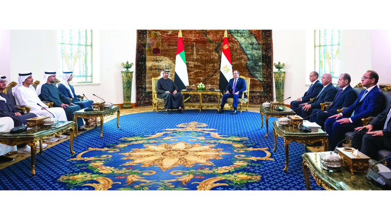 رئيس الدولة خلال لقائه الرئيس المصري في القاهرة. وام