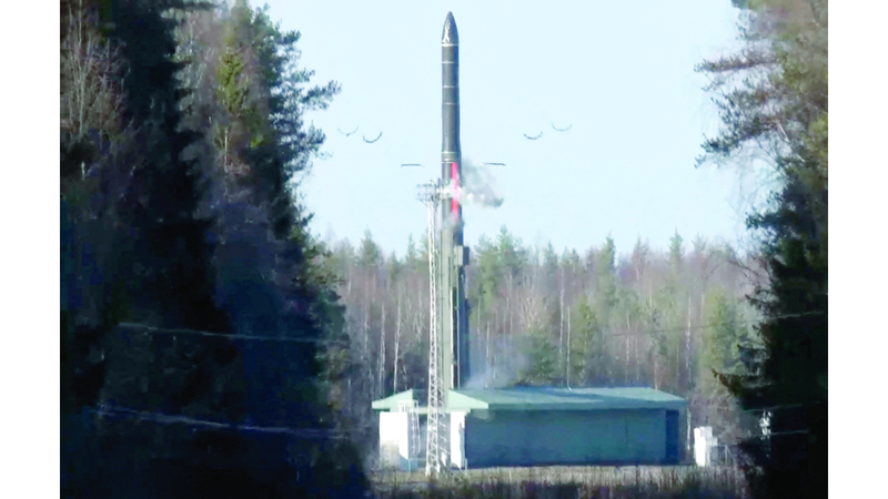 الاختبار شمل صاروخاً باليستياً عابراً للقارات من طراز «يارس». رويترز