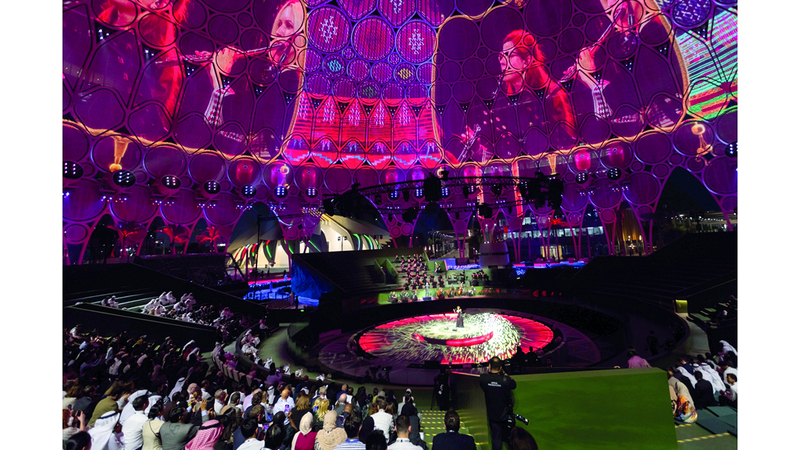 جانب من الاحتفالات في ساحة الوصل بمدينة إكسبو دبي. من المصدر