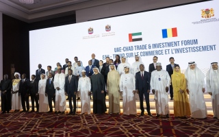 الصورة: رئيس تشاد وخالد بن محمد بن زايد يشهدان الإعلان عن 18 مذكرة تفاهم بين الإمارات وتشاد