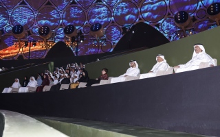 الصورة: منصور بن محمد يشهد حفل افتتاح "آيكوم دبي 2025" بمدينة إكسبو دبي