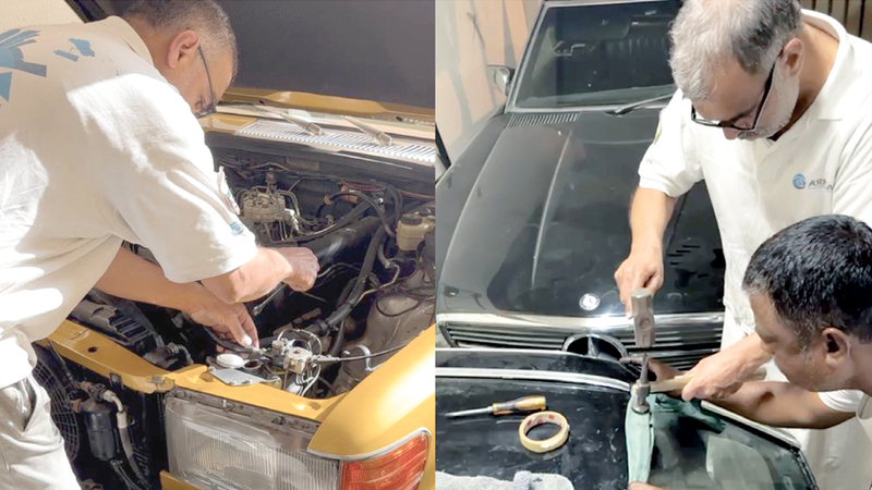 الطاهري &laquo;عاشق المرسيدس&raquo; يمارس هوايته. من المصدر