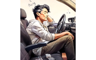 الصورة: غفوة خلف المقود تكشف متعاطياً يقود مركبة شخص آخر دون رخصة