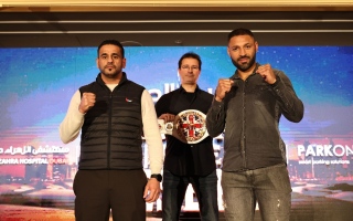 الصورة: الترويج لنزال الملاكم الإماراتي عيسى الدح ومنافسه البريطاني بروك في لندن