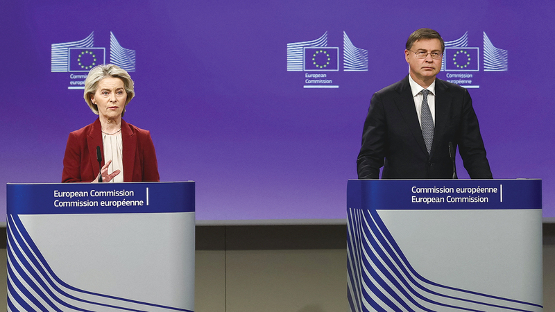 خلال الإعلان عن الخطة الأوروبية لتمويل أوكرانيا. رويترز