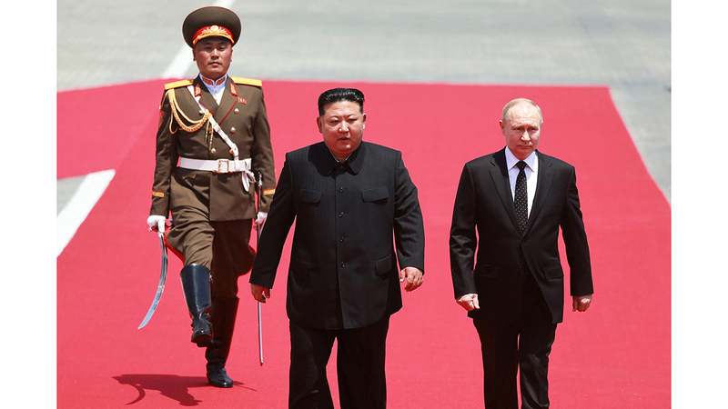 بوتين وكيم وقّعا معاهدة شراكة استراتيجية شاملة تضمنت بنداً للدفاع المتبادل. رويترز