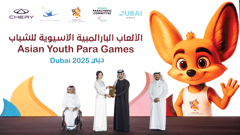 منصور بن محمد خلال افتتاحه الألعاب البارالمبية الآسيوية للشباب «دبي »2025 . من المصدر