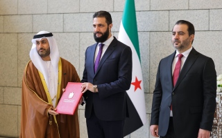 الصورة: سفير الإمارات يقدم أوراق اعتماده إلى الرئيس السوري