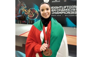 الصورة: زهرة الهاشمي تزيّن &laquo;الأثقال&raquo; الإماراتية بـ &laquo;برونزيتين&raquo; في &laquo;غرب آسيا&raquo;