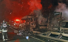 الصورة: حادث مروع باليابان يودي بحياة شخص ويصيب 26 آخرين