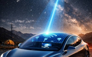 الصورة: "تسلا" تصمم سقف سيارة يلتقط إشارة "النت" من الأقمار الصناعية