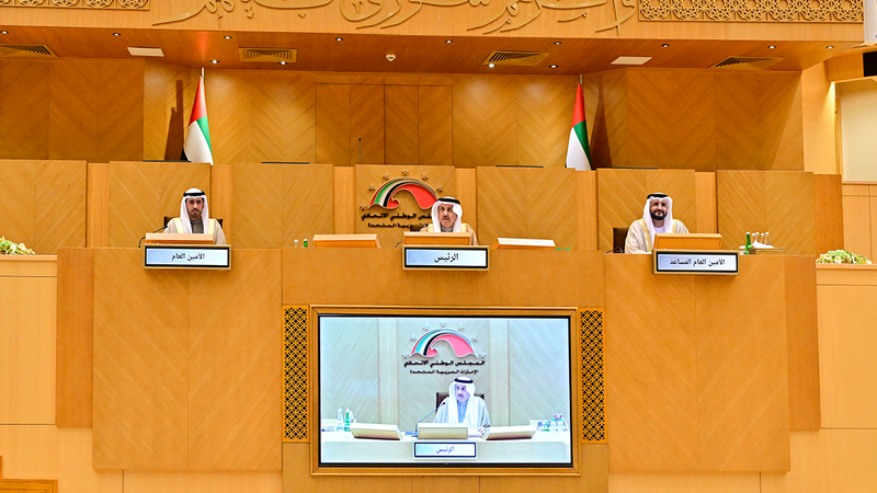 صقر غباش خلال ترؤسه جلسة المجلس الوطني. من المصدر