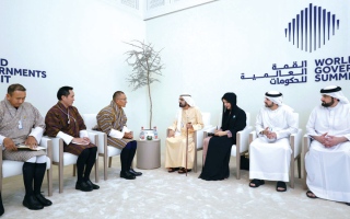 الصورة: محمد بن راشد يلتقي رئيس وزراء مملكة بوتان