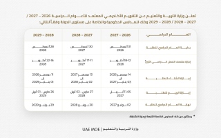 الصورة: وزارة التربية والتعليم تعلن التقويم الأكاديمي المعتمد للأعوام الدراسية الثلاثة القادمة
