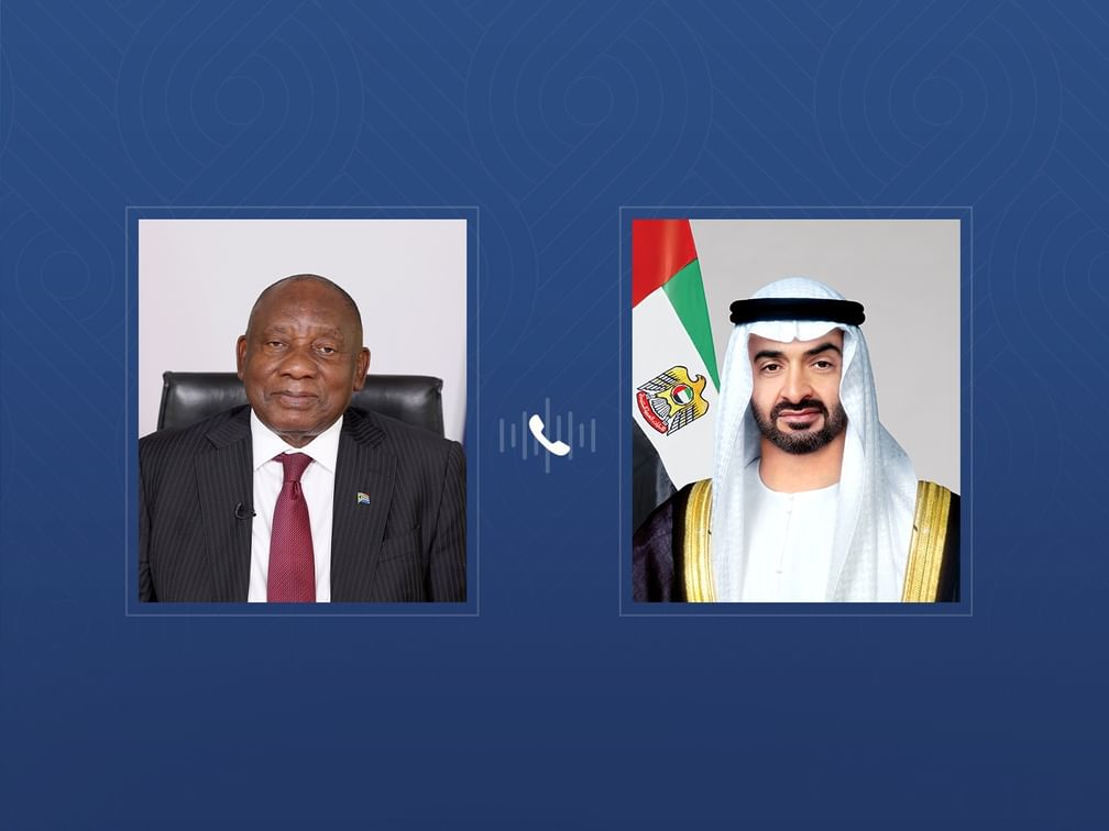 رئيس الدولة يبحث مع رئيس جنوب أفريقيا التصعيد العسكري الذي تشهده المنطقة وتداعياته رئيس الدولة يبحث مع رئيس جنوب أفريقيا التصعيد العسكري الذي تشهده المنطقة وتداعياته