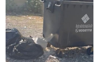 الصورة: أكياس بجوار الحاوية