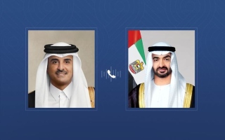 رئيس الدولة يتلقى اتصالاً هاتفياً من أمير قطر أدان خلاله الاعتداءات الإيرانية الإرهابية التي استهدفت الإمارات