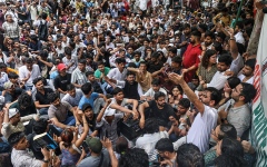 الصورة: &laquo;حزب الصراصير&raquo; بالهند ينظم أول احتجاج له في نيودلهي