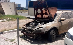 الصورة: مركبة محترقة &nbsp; &nbsp; &nbsp;&nbsp;
