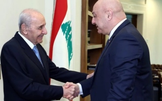 الصورة: عون وبري يبحثان الوضع في جنوب لبنان