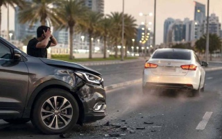 الصورة: سائق دون رخصة يصطدم بمركبة ويهرب