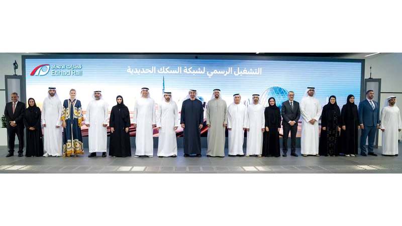 رئيس الدولة خلال حضوره الإطلاق الرسمي لشبكة السكك الحديدية الوطنية. وام