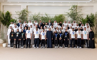 الصورة: رئيس الدولة يستقبل لاعبي منتخب الإمارات للجوجيتسو الفائزين بميداليات في دورة الألعاب الآسيوية