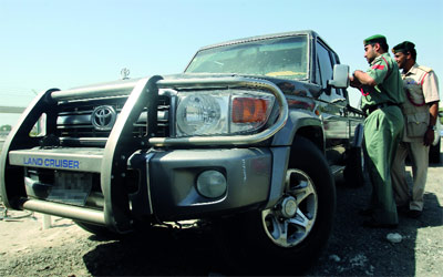 السيارة التي استخدمها أحد الشابين في الأعمال الاستعراضية.	تصوير: ساتيش كومار