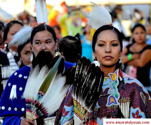 يشكل عيد "باو واو"  فرصة للقاء الهنود الحمر من مختلف أنحاء الولايات المتحدة الأميركية -أ.ب.أ