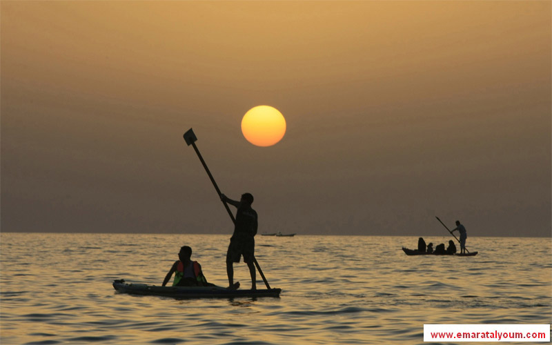 الغروب على سواحل غزة.  أ ف ب