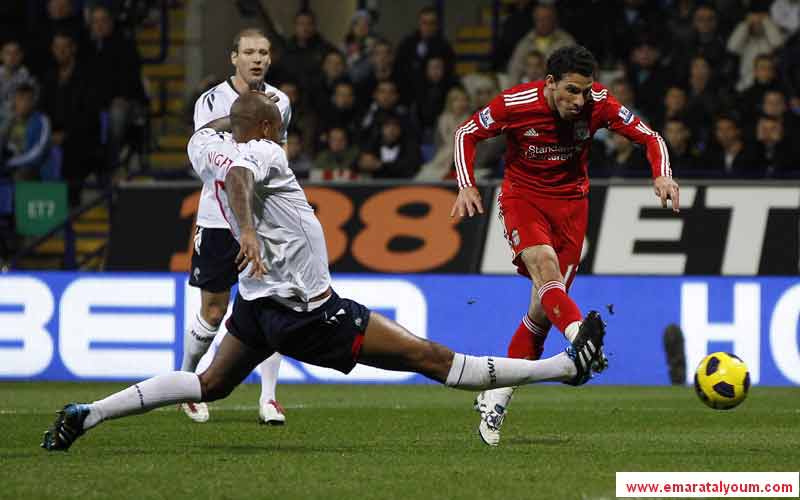 حقق ليفربول فوزاً صعباً على مضيفه بولتون 1-صفر في الجولة العاشرة من الدوري الانجليزي لكرة القدم-أ.ف.ب