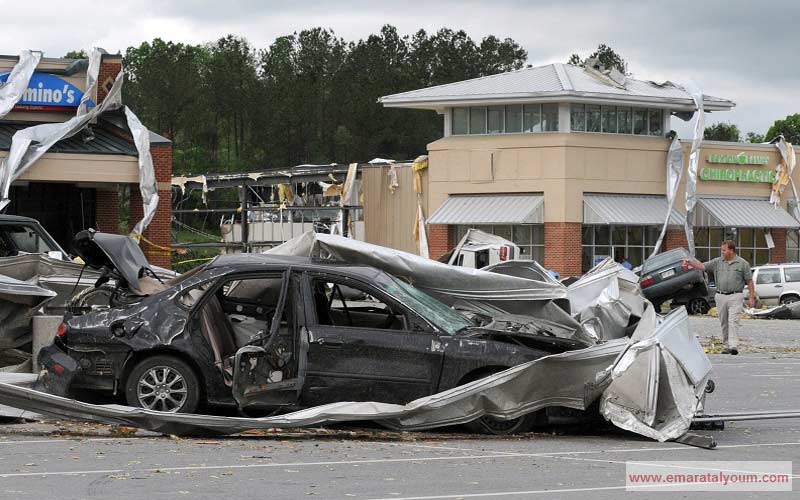 آثار الدمار على منطقة رنغ غولد في ولاية جورجيا. إي بي أيه
