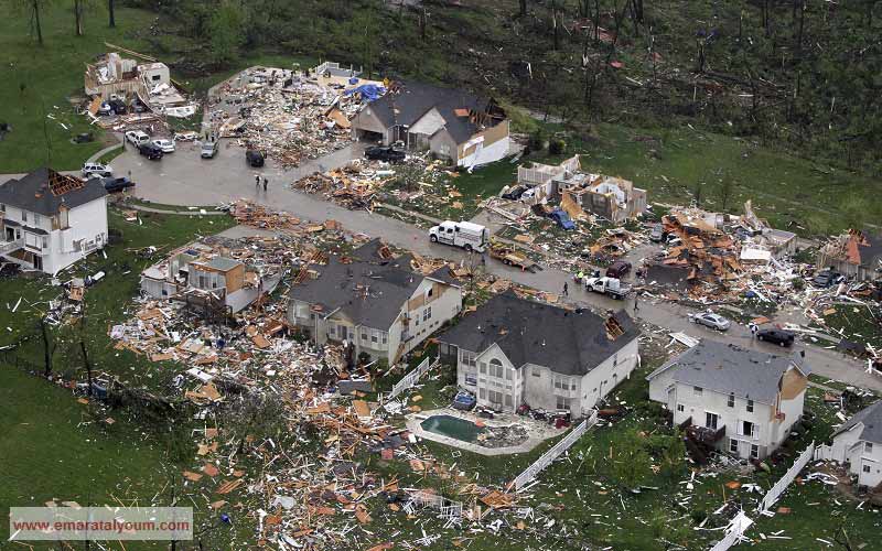 بيوت دمرت بالكامل في ولاية ميسوري. إي بي أيه