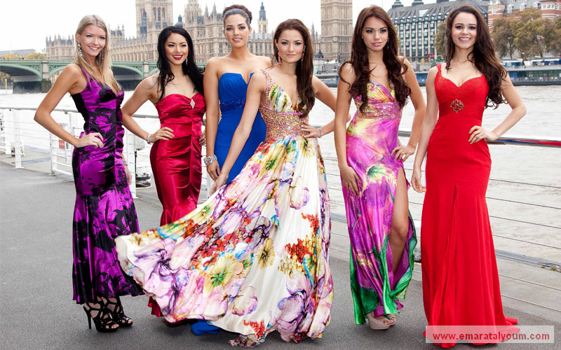 من اليسار: ملكات جمال الولايات المتحدة والمكسيك وغواتيمالا وكوستاريكا والدومنيكان وتشيلي. غيتي