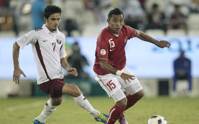 قطر أحيت آمالها بالفوز على اندونيسيا. رويترز