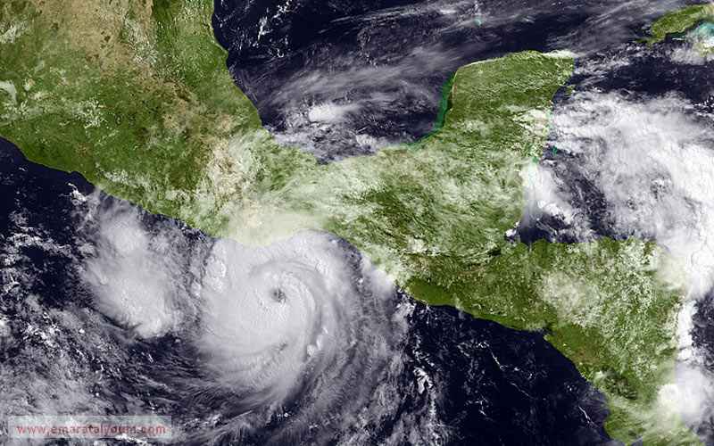صورة للإعصار كارلوتا الذي ضرب سواحل المكسيك التقطها قمر اصطناعي تابع لوكالة ناسا الأميركية. أ ف ب