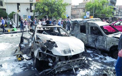 أثار انفجار حي باب توما المسيحي في دمشق.  أ.ف.ب