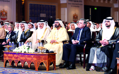 محمد بن راشد: الإمارات تقف دوماً في طليعة الدول الداعمة لفلسفة الحوار الدولي.         	   وام