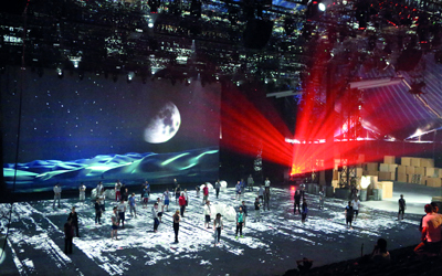 من تدريبات العرض الضخم استعداد لمهرجان قصر الحصن. 	 من المصدر