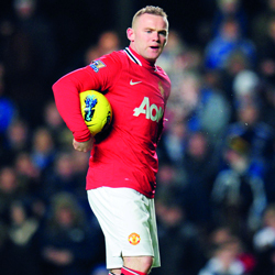 روني سلاح فيرغسون للتسجيل في مرمى السيتي. أ.ف.ب