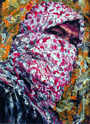 " لوحة الملثم " للفنان اللبناني أيمن بعلبكي.