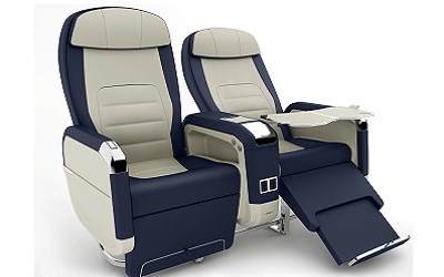 التصميم الجديد لمقصورة الطائرات، يتضمن 12 مقعداً في درجة رجال الأعمال. من المصدر