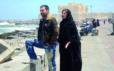 مشهد من مسلسل " الصقر شاهين " المنتظر عرضه في رمضان . الامارات اليوم