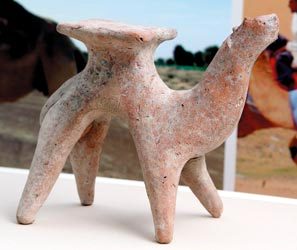 تمثال صغير لجمل عُثر عليه  في منطقة مويلح.