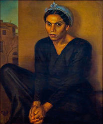 لوحة «هاجر» لمحمود سعيد (1897 ــ 1964)، أحد روّاد الحركة التشكيلية المصرية.  من المصدر