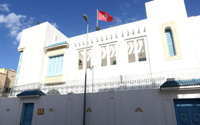 مبنى السفارة التونسية في طرابلس الذي تم خطف الدبلوماسي منه. أ.ف.ب